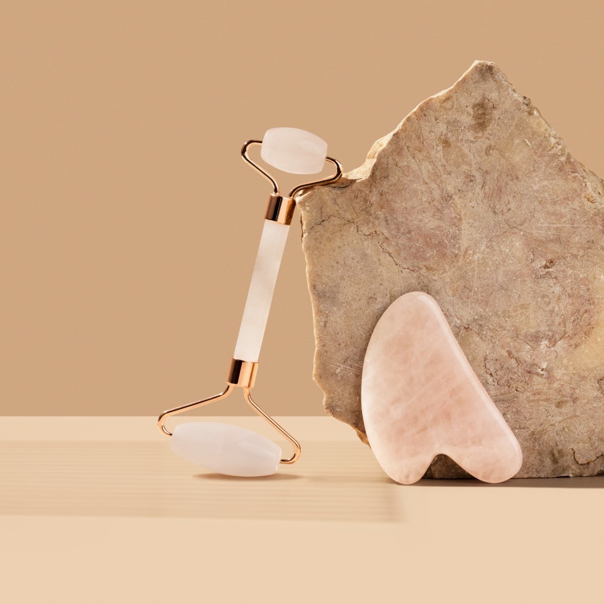 Gua Sha & Roller Set - Rose Quartz