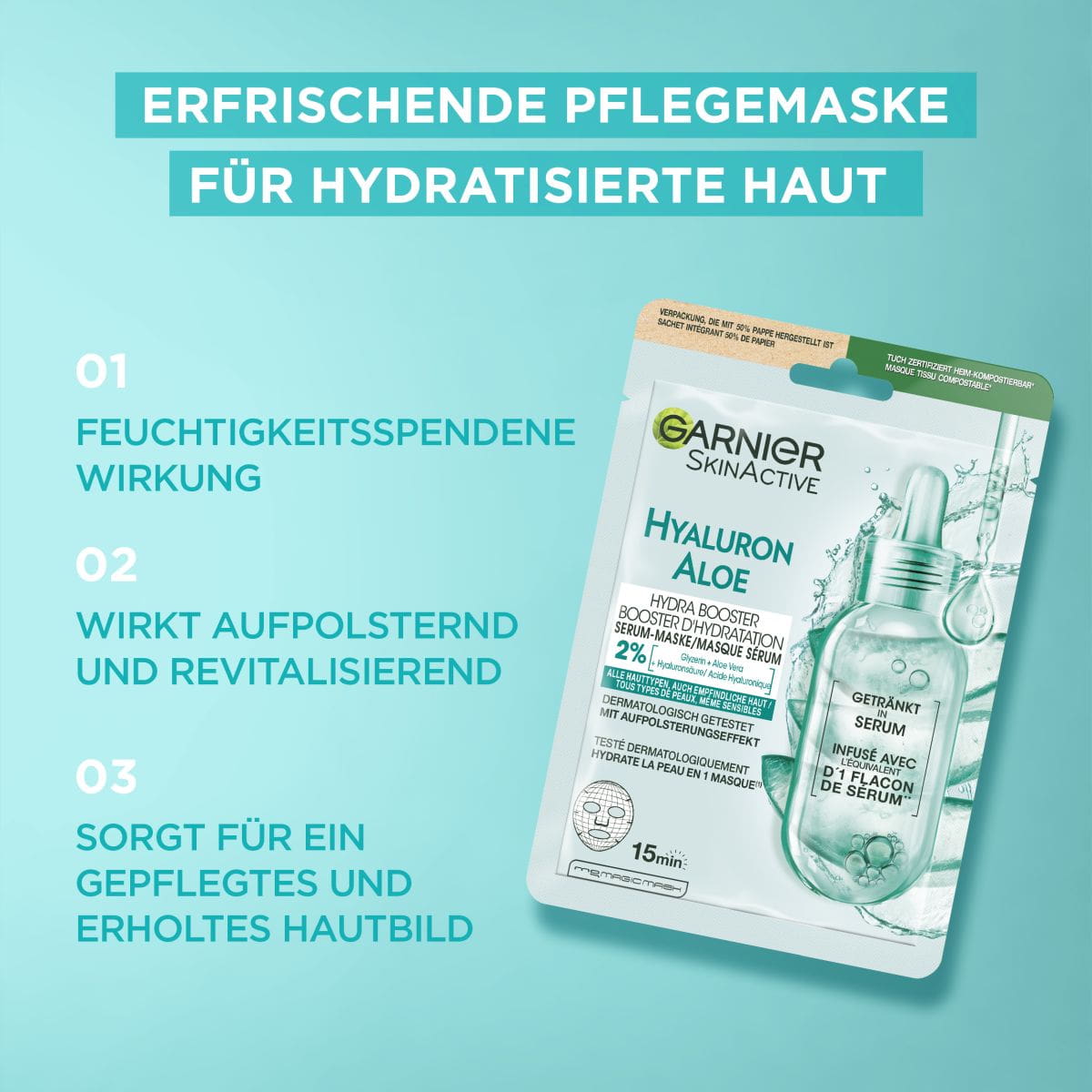 Hydra Bomb Tuchmaske Aloe Vera für feuchtigkeitsbedürftige Haut