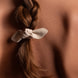 Leather Bow Small Hair Tie Cream