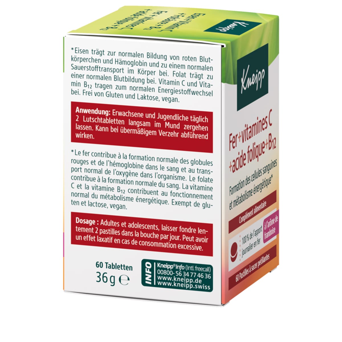 Eisen + Vitamin C + Folsäure + B12 – 60 Lutschtabletten
