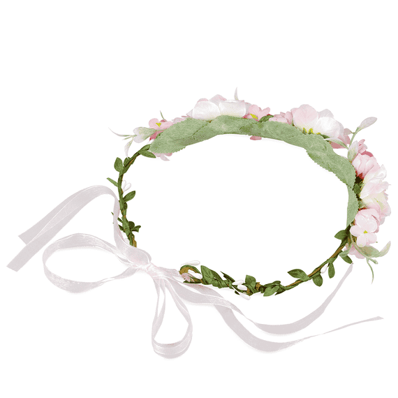 Flower wreath with ribbon for children, pink