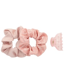Hair Clip With Rhinestones & Scrunchie - Old Rose