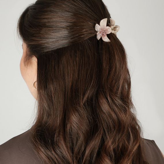 Lotus Haarklemme mit Kristalleffekt - Rosa
