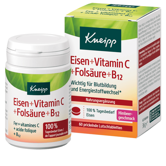 Eisen + Vitamin C + Folsäure + B12 – 60 Lutschtabletten