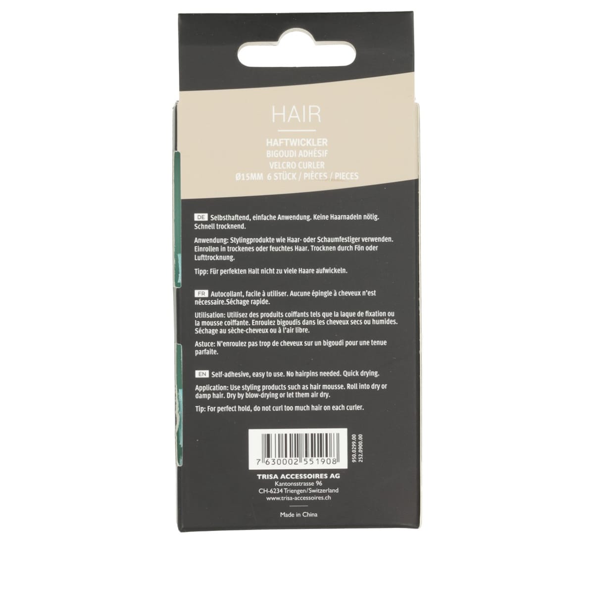 Velcro Curler mint 15 mm, 6 Pcs.