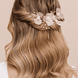 Hair clip with delicate leaves and pearls, white