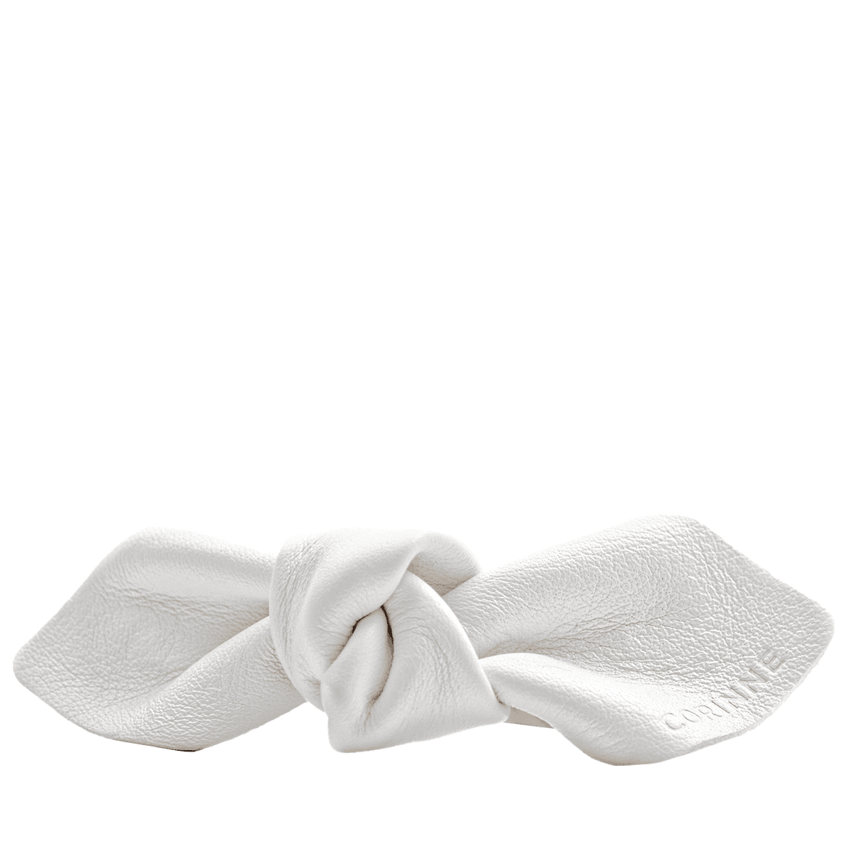 Leather Bow Big On Hair Clip White