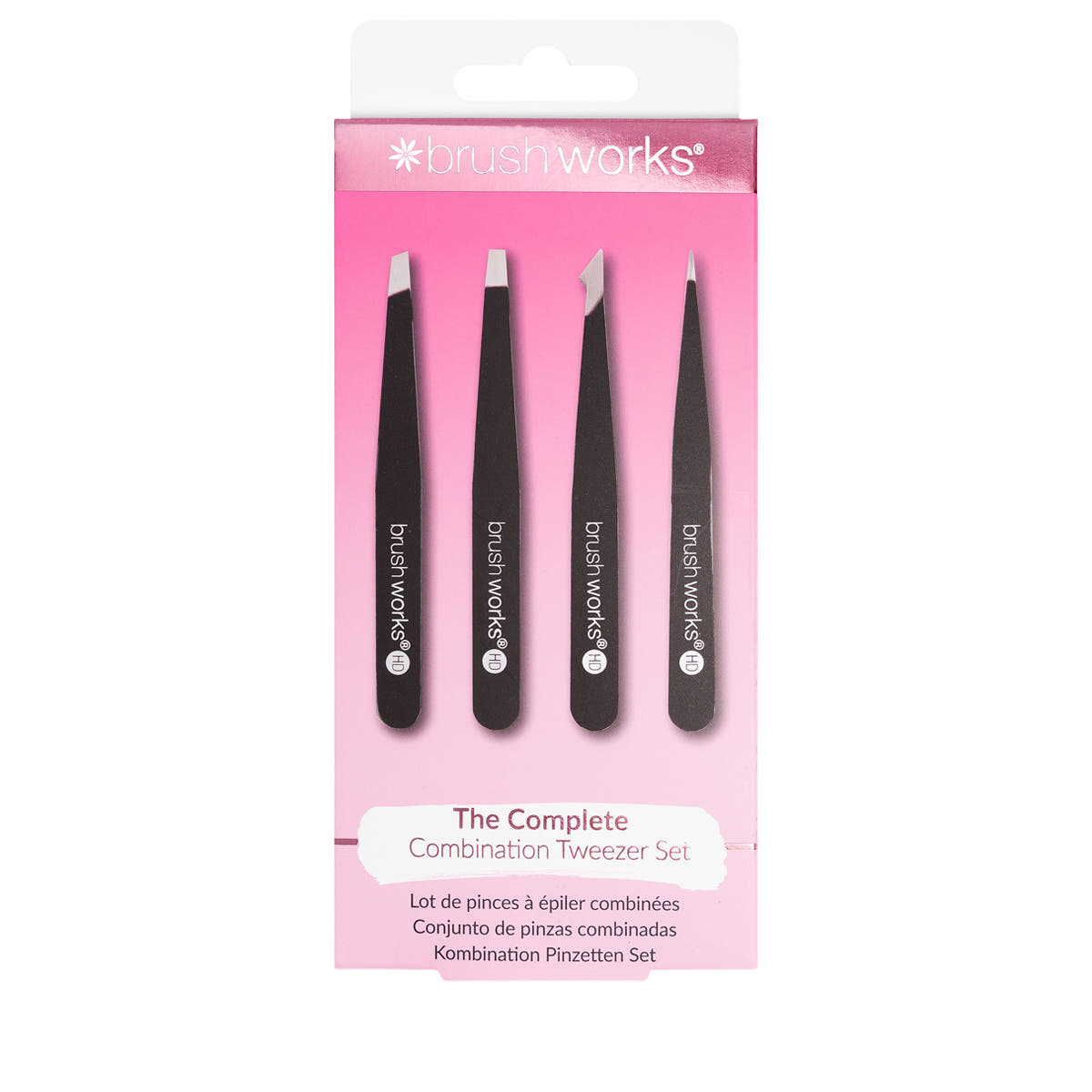 4 Piece Combination Tweezer Set - Black