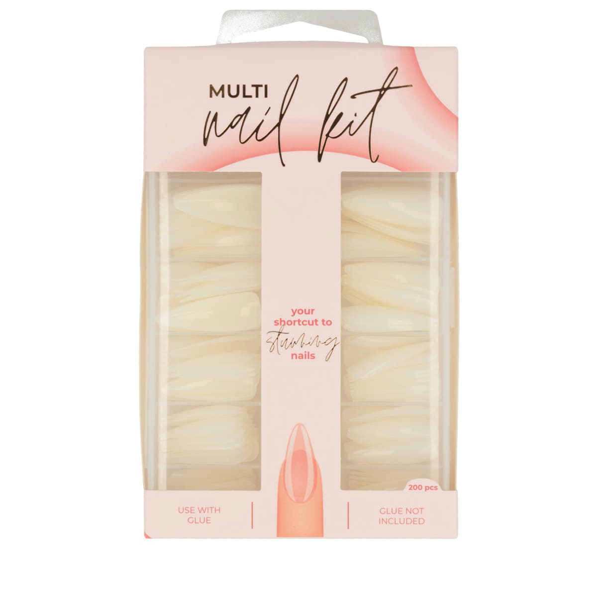 Nail Set Almond Shape Milky - 200 Pcs.