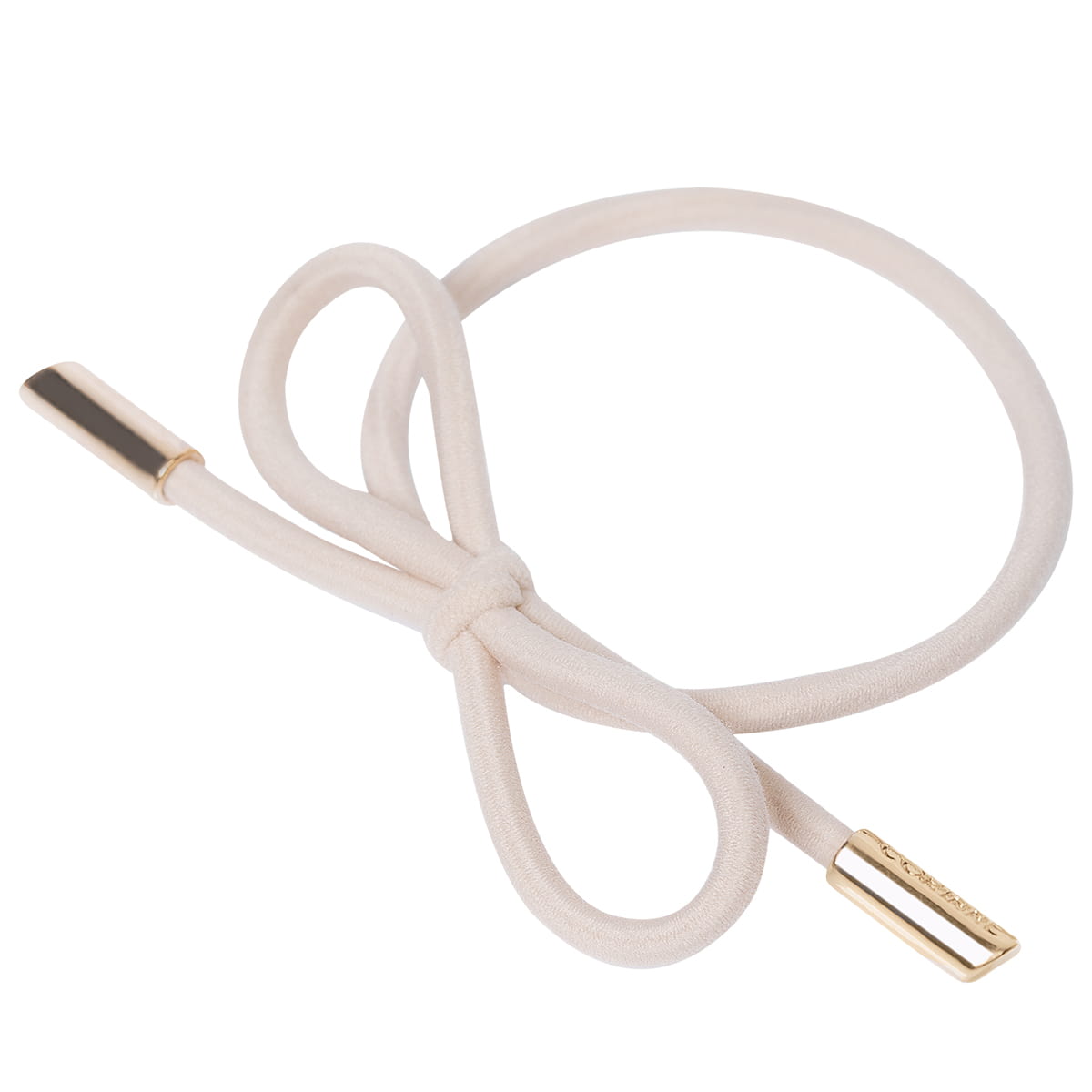 Hair Tie Bow Metal Plain Cream