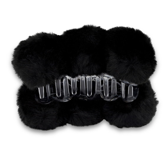Pince à Cheveux en Fausse Fourrure avec Pompons