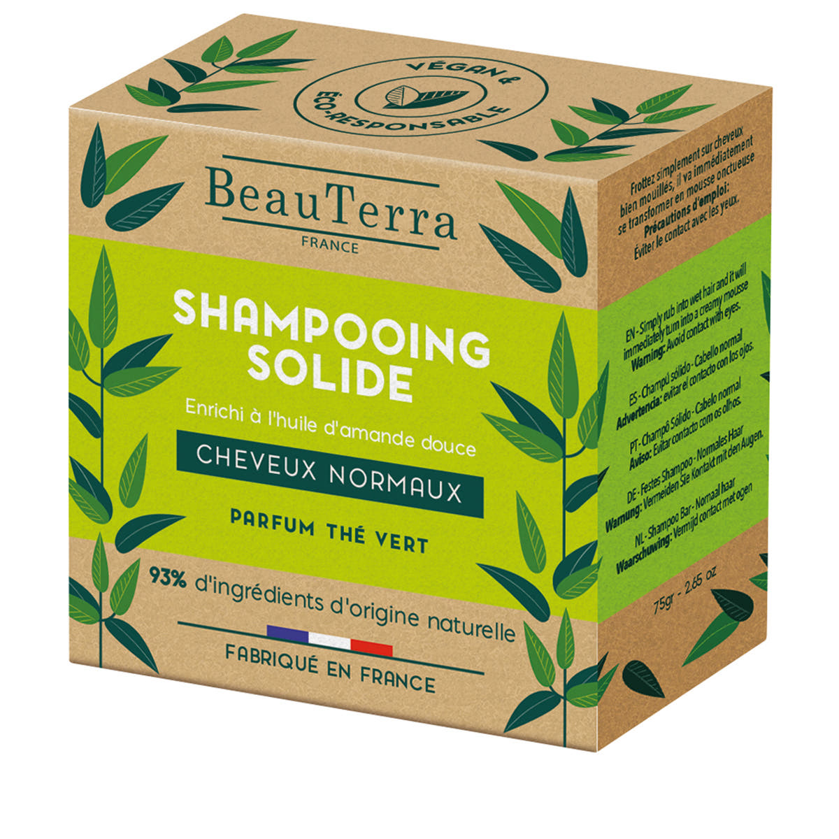 Solid shampoo with green tea for normal hair