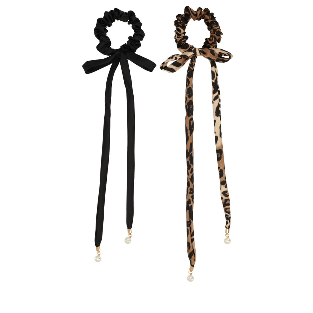 Scrunchie Set mit Bänder - Schwarz, Leo