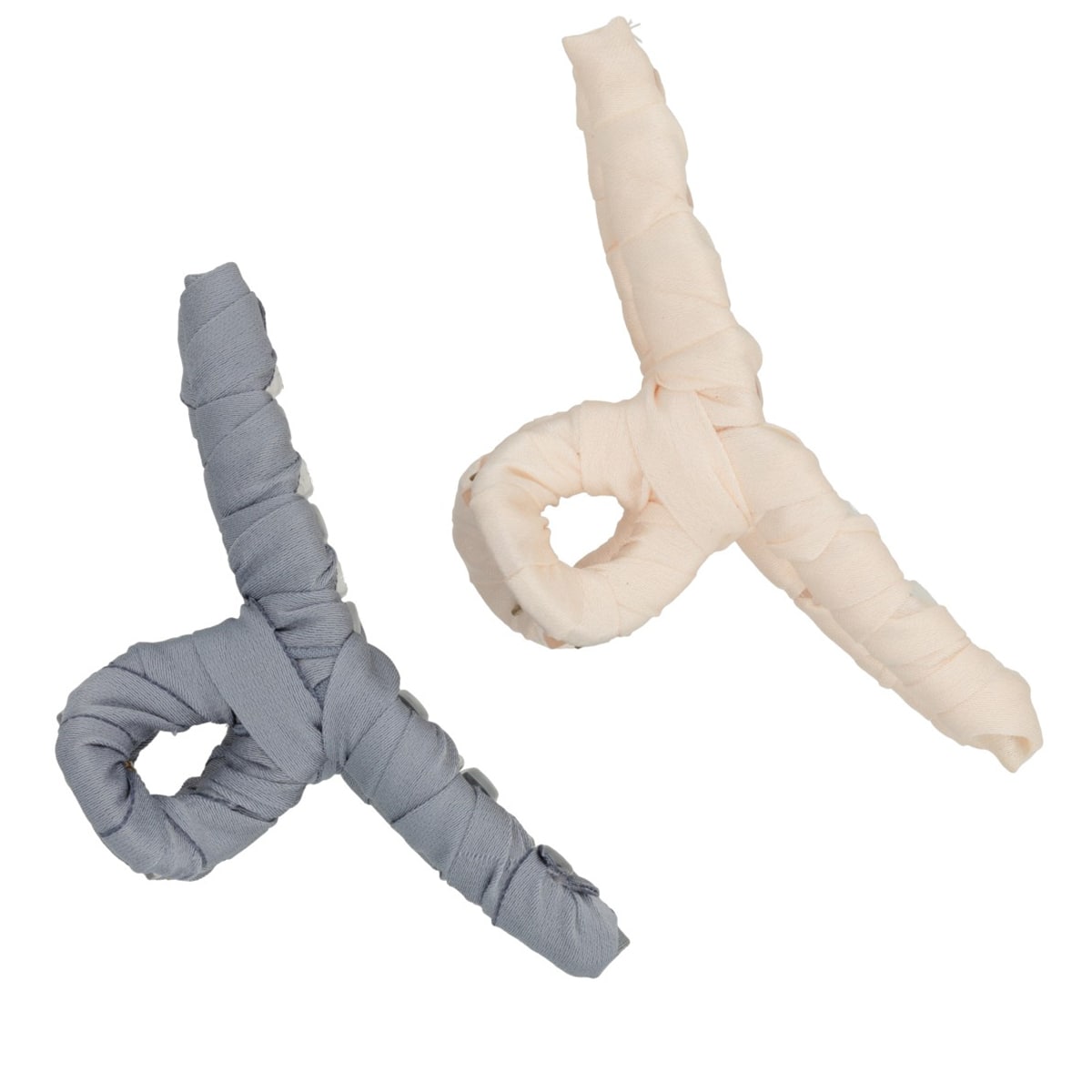 Fabric-Covered Hair Clip - Cream & Blue-Grey
