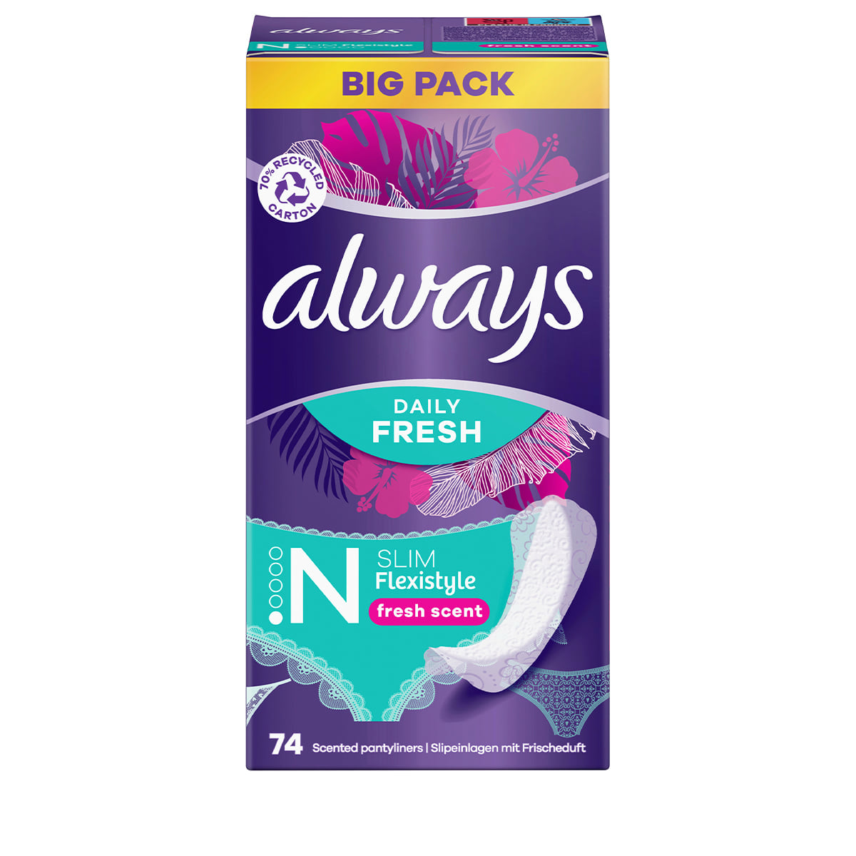 Pantyliners Flexistyle Slim Fresh Scent Big Pack - 74 Pcs.
