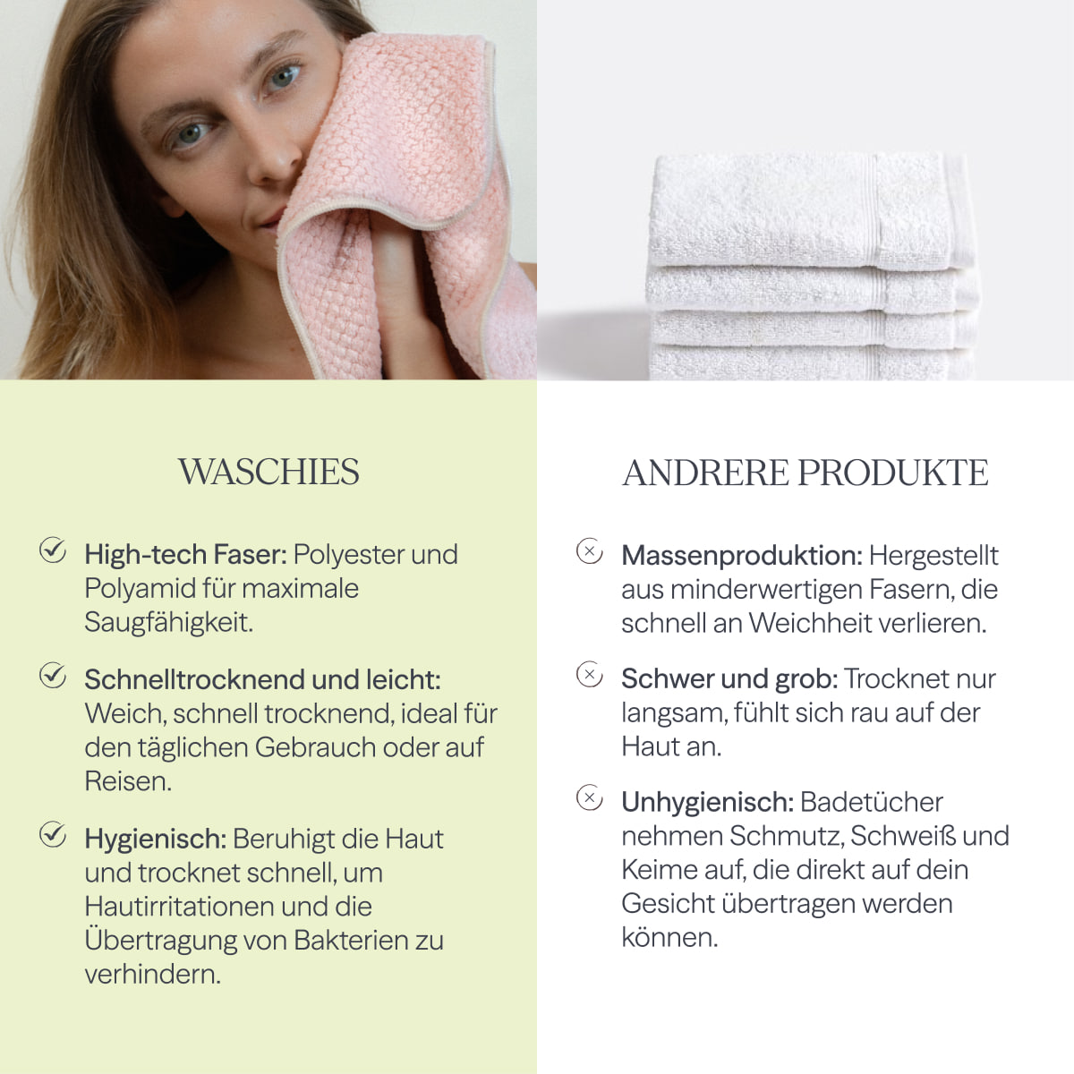 Ultrasaugstarkes Handtuch für das Gesicht - 2er Set