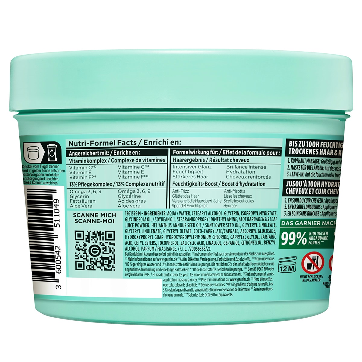 Feuchtigkeitsspendes Aloe Vera Hair Food 3in1 Maske