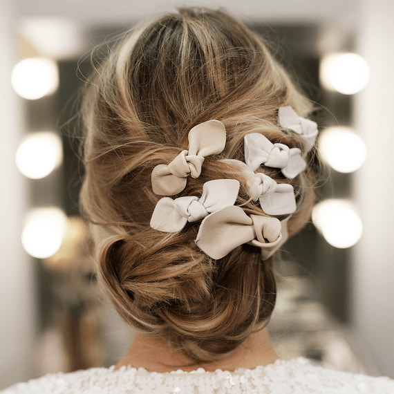 Leather Bow Small On Hair Clip White